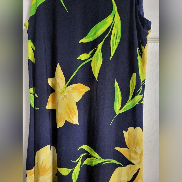 Anne Klein - NWOT-Floral Sleeveless Dress - Navy and Yellow- Size 14 - Picture 4 of 4